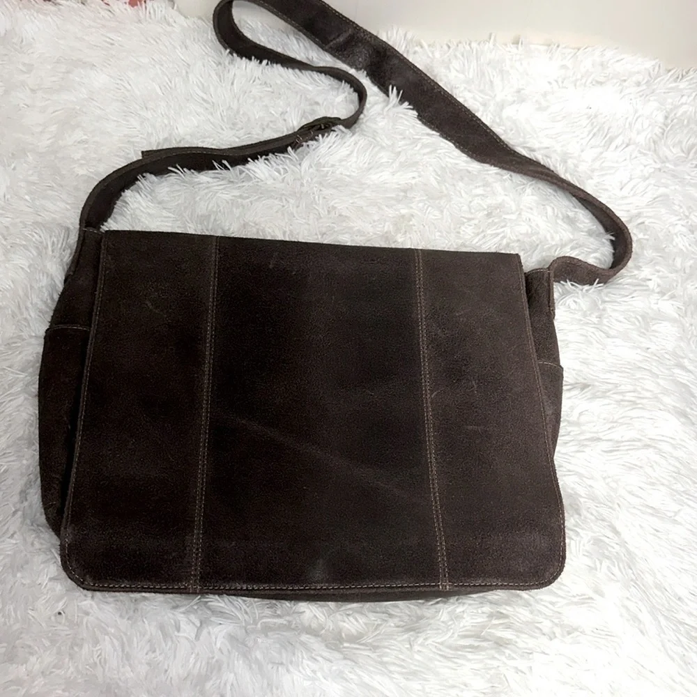 Classic Suede Messenger Bag - Brown